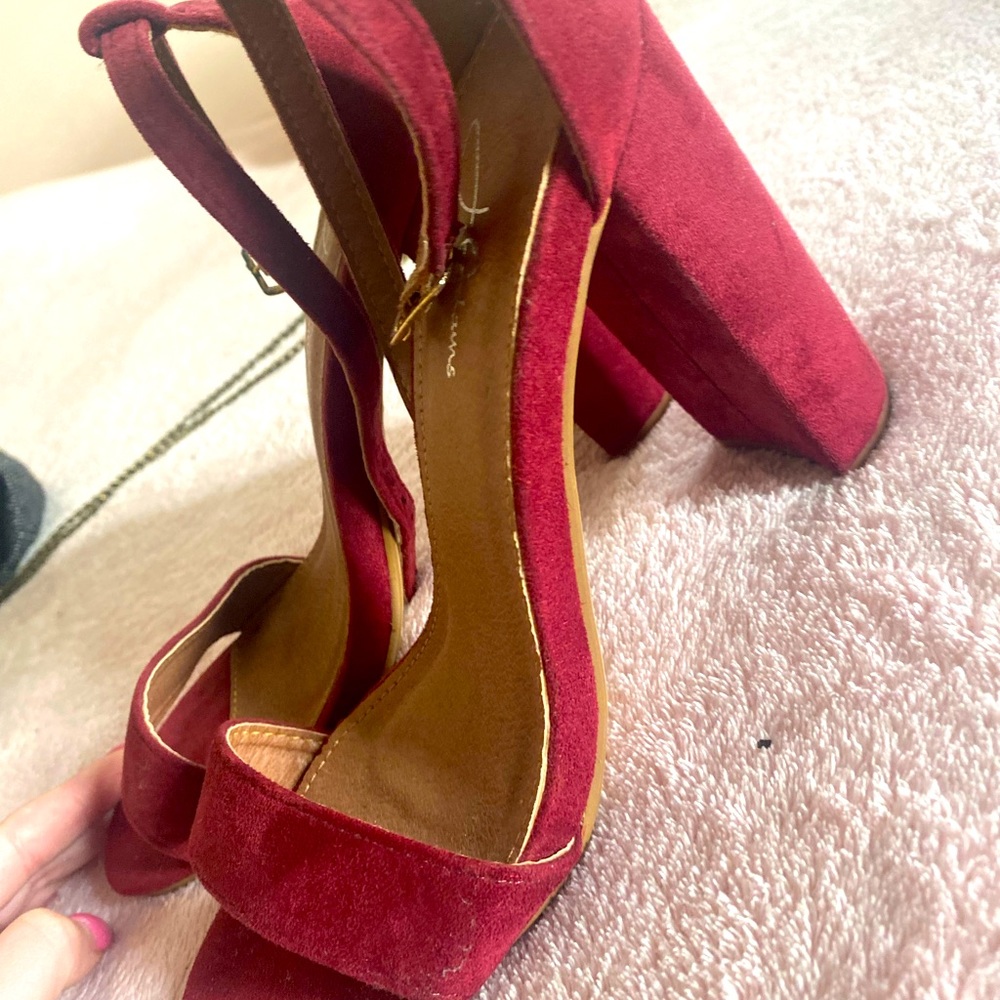 Maroon barely worn open toe heels